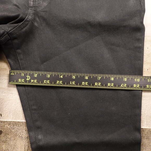Nine West Kick Flare Jeans Women’s Size 10 Black High Rise Coated Denim Waxed - Picture 8 of 12